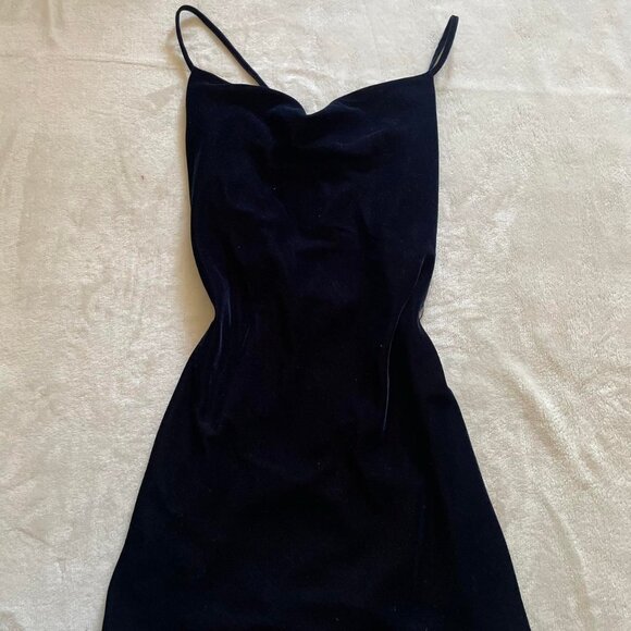 Asos Dark Blue Petite Cami Mini Slip Dress - Picture 1 of 4
